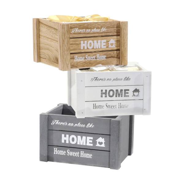 Ξύλινο κουτί 17x14x10 εκ. με 4 πετσέτες χεριών 30x30 εκ. 100% βαμβάκι Μπεζ 