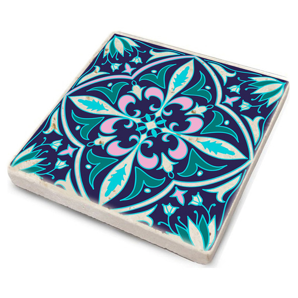 Glass Mat Multicolor Stone 10x10x1 cm 4 pcs 366TYR1163 