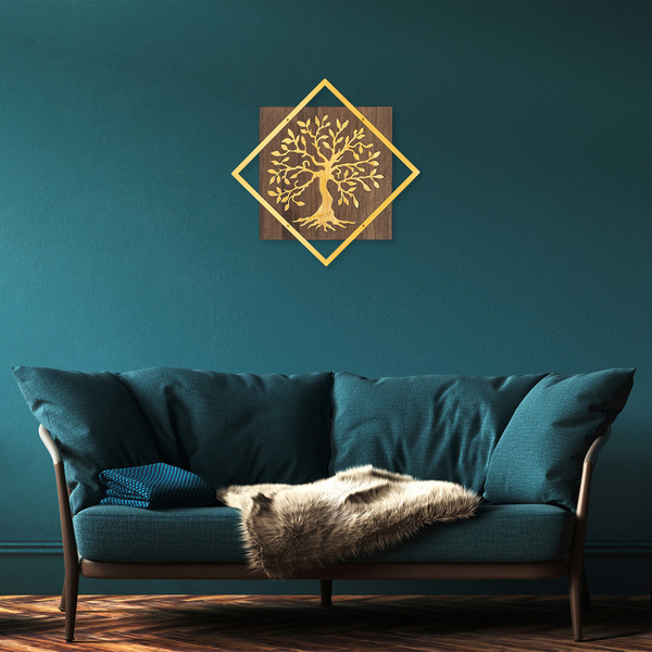 Ξύλινο διακοσμητικό τοίχου Tree v2 - Gold 54x54 εκ. 899SKL2251 