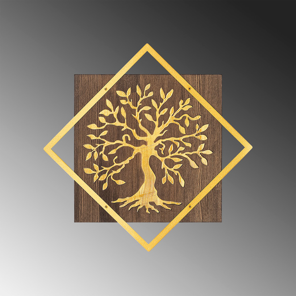 Ξύλινο διακοσμητικό τοίχου Tree v2 - Gold 54x54 εκ. 899SKL2251 