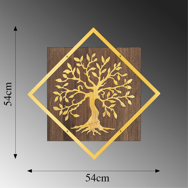 Ξύλινο διακοσμητικό τοίχου Tree v2 - Gold 54x54 εκ. 899SKL2251 