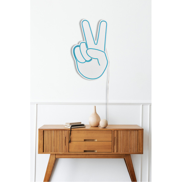 Decorative plastic LED light Victory Sign - Aqua IP67 Neon 23W 29x44x2 cm 395NGR1763 