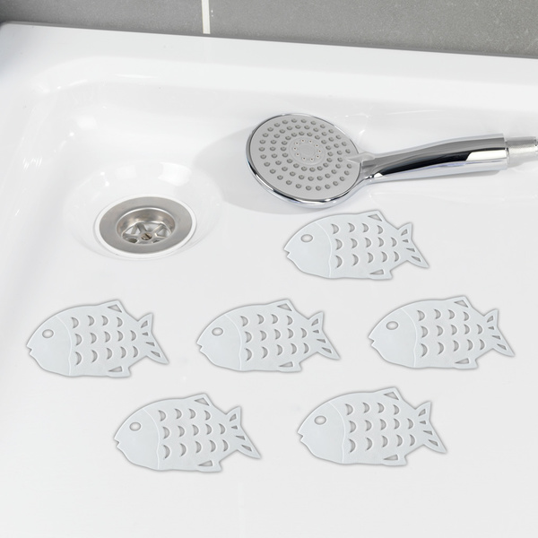 Αντιολισθητικά πατάκια Fish 6 τεμ. λευκό πλαστικό 12x10 εκ. 3911015100 