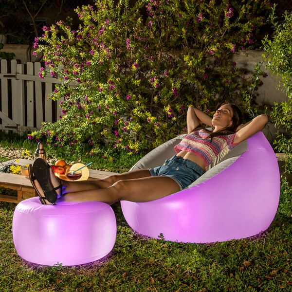Inflatable armchair with multicoloured LED & remote control Chight InnovaGoods V0103729 