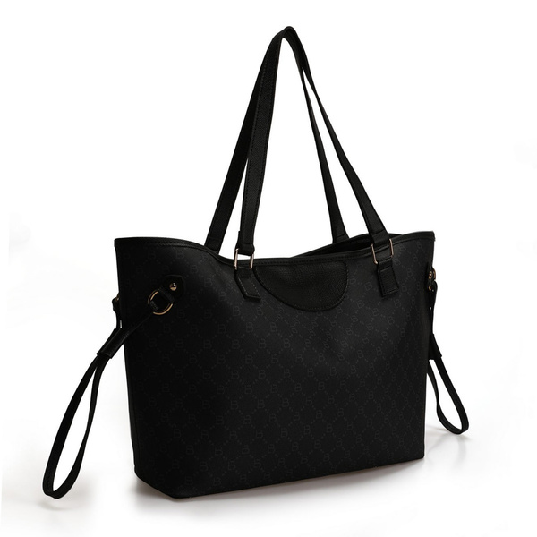 Τσάντα shopper Lucky Bees 355 v2 - Μαύρο, Γκρι Δερματίνη 50x15x28 εκ. 671LKB1521 