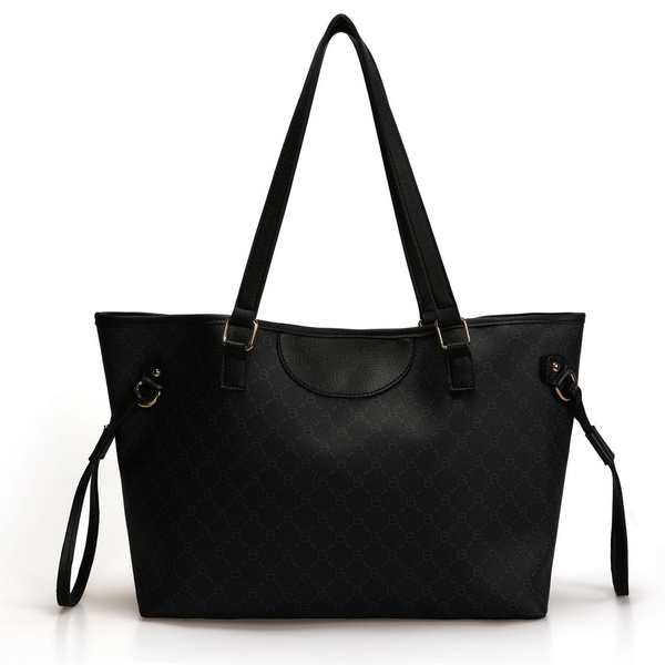 Τσάντα shopper Lucky Bees 355 v2 - Μαύρο, Γκρι Δερματίνη 50x15x28 εκ. 671LKB1521 