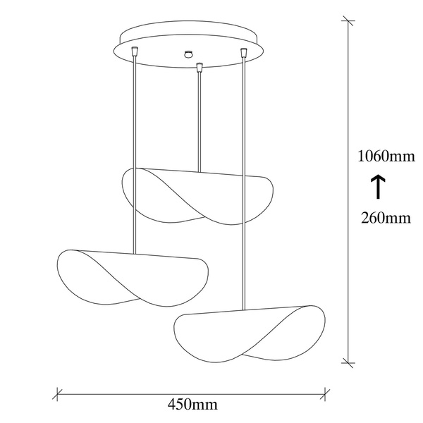 Κρεμαστό φωτιστικό μέταλλο Sivani - MR - 964 Λευκό/Χρυσαφί Δ: 45 εκ. 3 x E27 40W 536NTD1145 