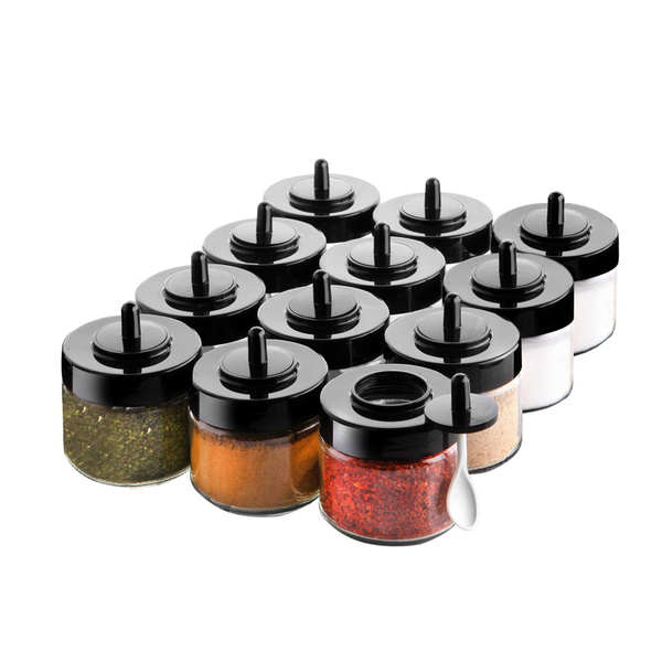 Σετ βάζα μπαχαρικών Διάφανο 12 τεμ. Γυαλί 10x10x9,5 εκ. / 300 ml 430KSV1431 