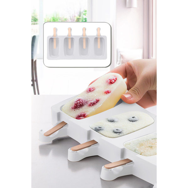 Ice cream mold KAR-Magnum White Silicone 9x5x12 cm 196RWE3805 