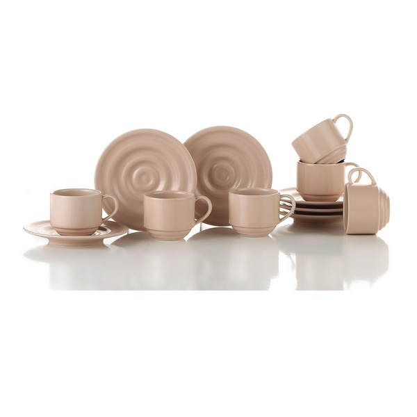 Σετ κούπες με πιατάκια Ροζ 6 τεμ. Πορσελάνη 90 cc 710KTP9634 