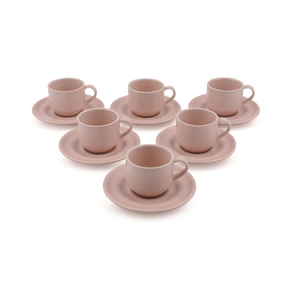 Σετ κούπες με πιατάκια Ροζ 6 τεμ. Πορσελάνη 90 cc 710KTP9634 