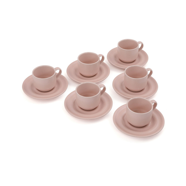 Σετ κούπες με πιατάκια Ροζ 6 τεμ. Πορσελάνη 90 cc 710KTP9634 
