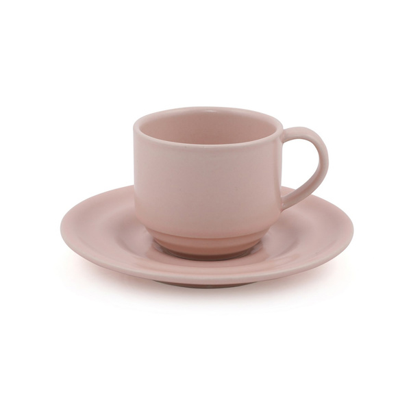 Σετ κούπες με πιατάκια Ροζ 6 τεμ. Πορσελάνη 90 cc 710KTP9634 