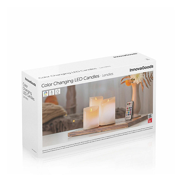 Πολύχρωμα κεριά LED με εφέ φλόγας 10 - 12,5 - 15 εκ. Lendles InnovaGoods 3 τεμ. V0103781 