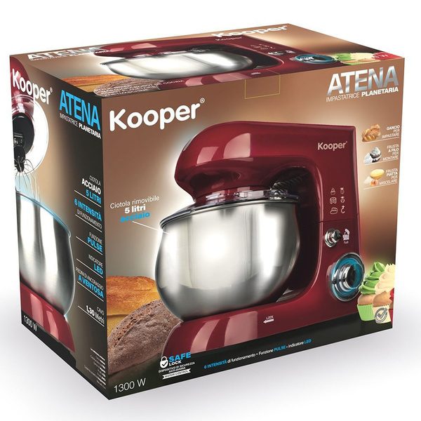 Κουζινομηχανή - Μίξερ 6 ταχυτήτων 5lt κόκκινο Kooper 1300W 5905681 