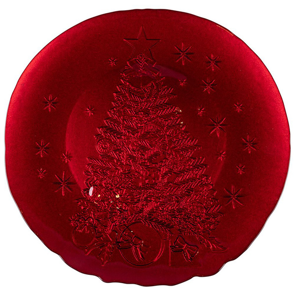 Christmass tree plate glass red 34x2,5 cm Galileo 