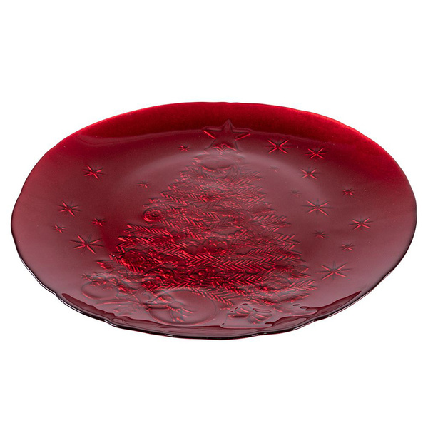 Christmass tree plate glass red 34x2,5 cm Galileo 