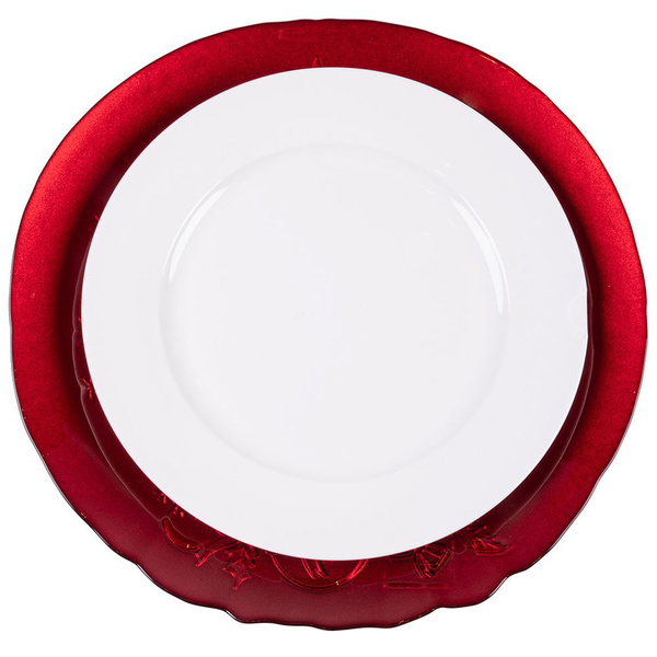 Christmass tree plate glass red 34x2,5 cm Galileo 