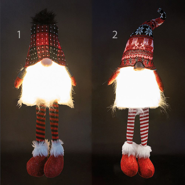 Gnome with soft legs and LED light assorted colors Galileo 20x14x70 cm 
