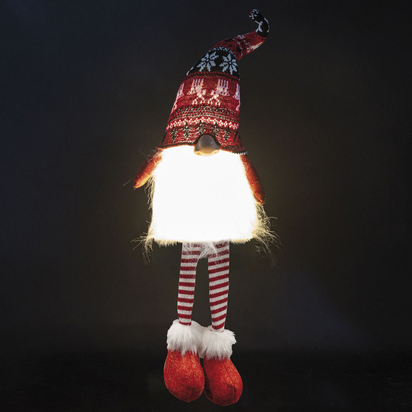 Gnome with soft legs and LED light assorted colors Galileo 20x14x70 cm 