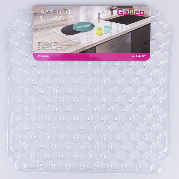 Πλαστικό πατάκι νεροχύτη διάφανο Galileo 32x32 εκ. 5906229 