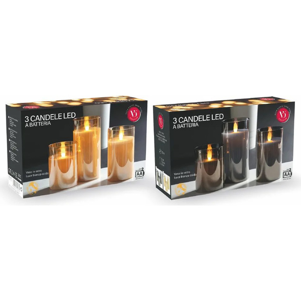 LED candles warm white light D: 7,5 cm Gold Galileo 3 pcs 