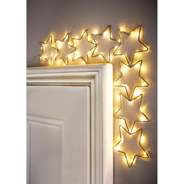 Διακοσμητικό πόρτας LED με μεταλλικά αστέρια 33,5x41 εκ. 