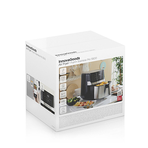 Φριτέζα αέρος με αποσπώμενο κάδο 5,5lt 1700W Μαύρη Fryinn Pro InnovaGoods 