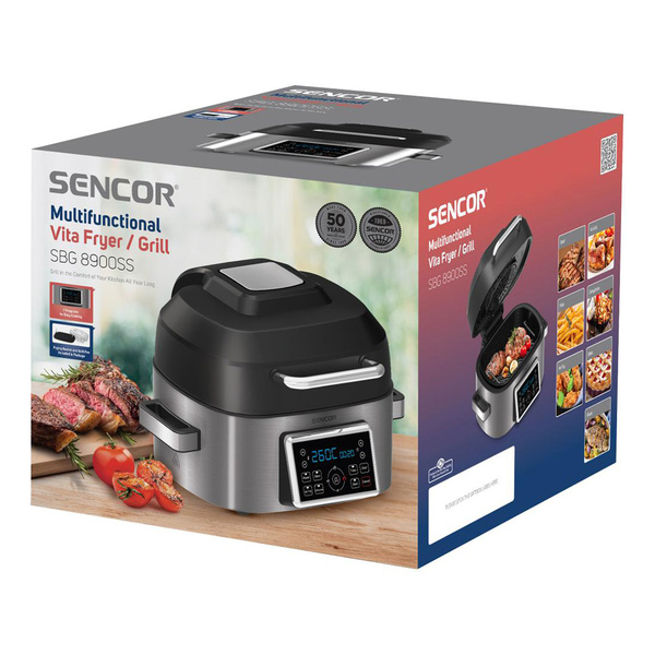Vita Φριτέζα - Ψηστιέρα πολλαπλών λειτουργιών Sencor SBG 8900SS Inox / Μαύρο 6lt 1660W 