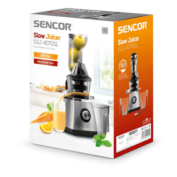 Αποχυμωτής αργής σύνθλιψης Sencor SSJ 4070SL Inox / Μαύρο 400W 