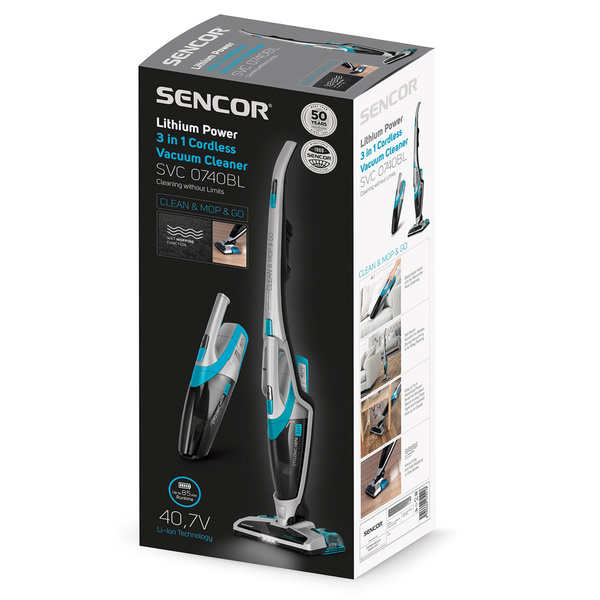 3 in 1 Vacuum cleaner & mop Sencor SVC 0740BL-EUE3 Blue 0,5lt Rechargeable 