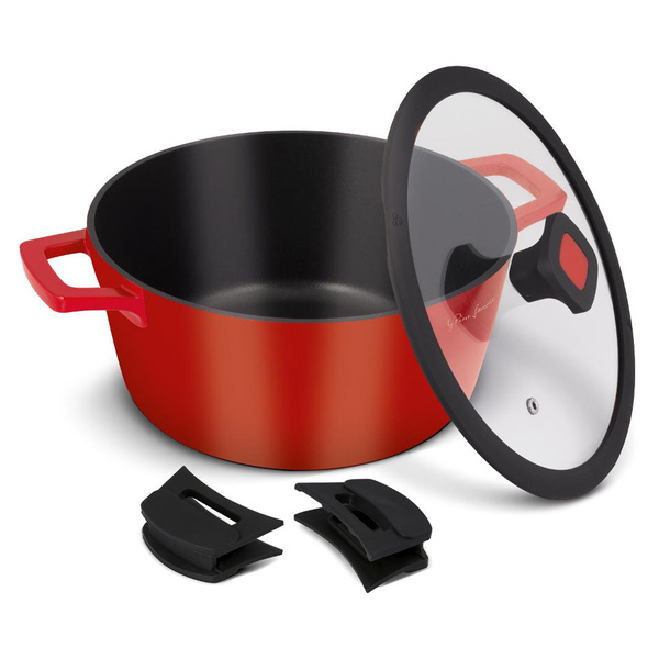 Casserole with lid 6 lt die cast aluminum Lamart Red 28 cm LT1172 