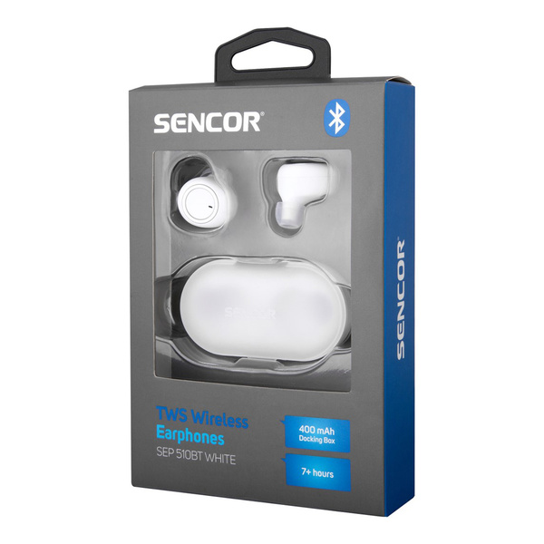 True Wireless ακουστικά με βάση φόρτισης Sencor SEP 510BT WH Λευκό 