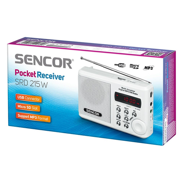 Φορητό ραδιόφωνο USB, Micro SD, MP3 Sencor SRD 215 W Λευκό 