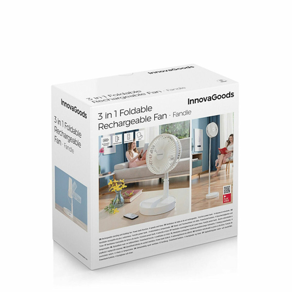 Επαναφορτιζόμενος ανεμιστήρας γραφείου - δαπέδου 3-σε-1 Δ: 20 εκ. Fandle InnovaGoods V0103859 