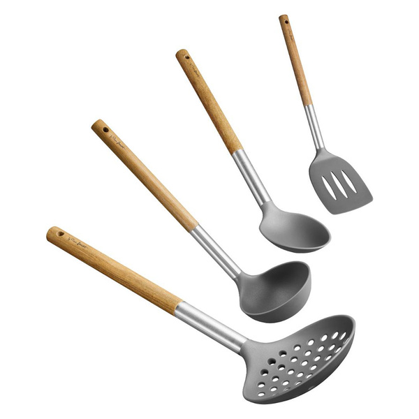 Σετ 4 εργαλεία κουζίνας Lamart πλαστικό + ξύλινη λαβή LT3900 