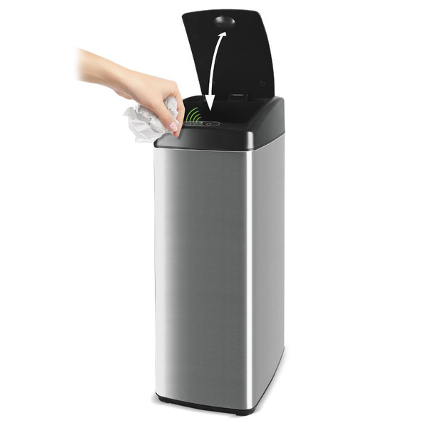 Κάδος απορριμμάτων 45 lt με αισθητήρα Lamart ατσάλι μαύρο-ασημί LT8049 