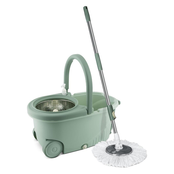 Κουβάς 7 λίτρων με ροδάκια, περιστρεφόμενο ανοξείδωτο στίφτη & σφουγγαρίστρα Lamart LT8053 