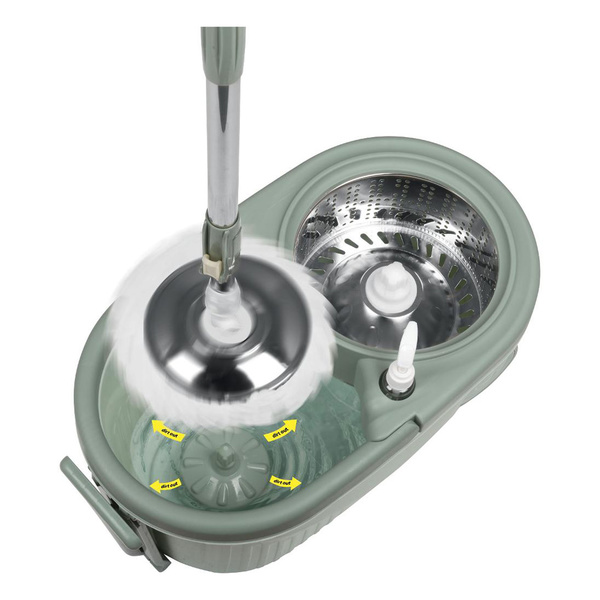 Κουβάς 7 λίτρων με ροδάκια, περιστρεφόμενο ανοξείδωτο στίφτη & σφουγγαρίστρα Lamart LT8053 