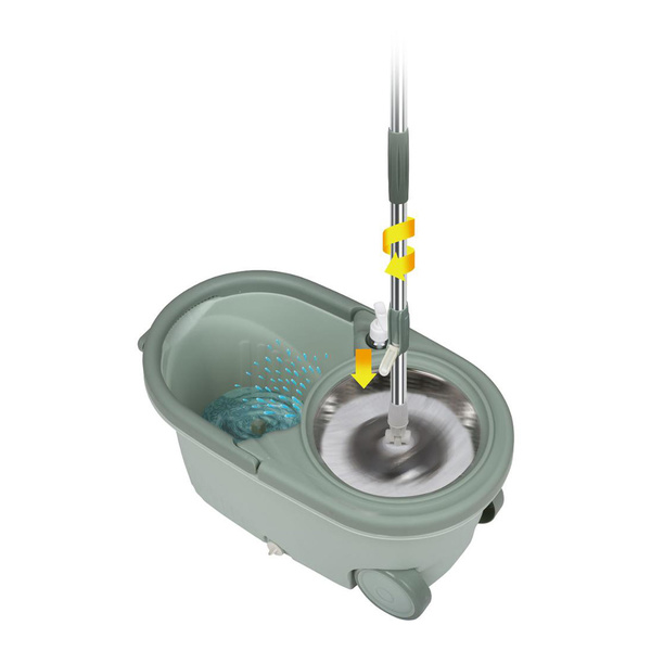 Κουβάς 7 λίτρων με ροδάκια, περιστρεφόμενο ανοξείδωτο στίφτη & σφουγγαρίστρα Lamart LT8053 