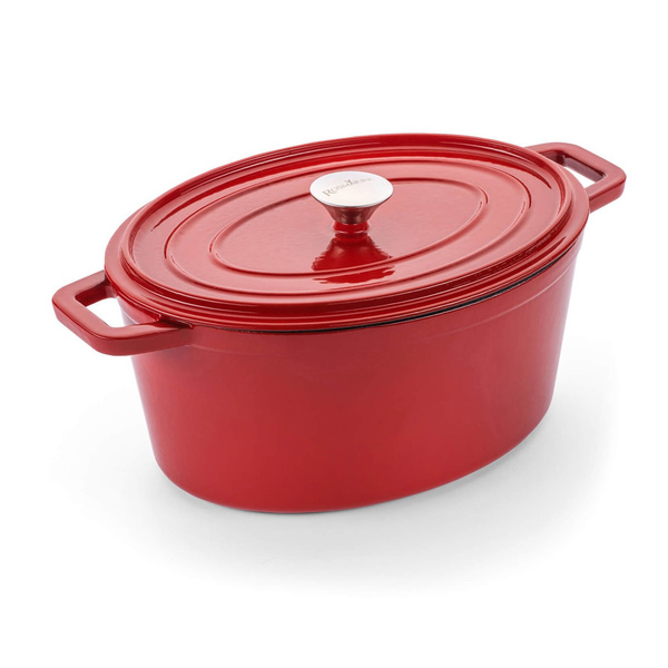 Μαντεμένια κατσαρόλα οβάλ με καπάκι Blacksmith 31x13 εκ. κόκκινη 