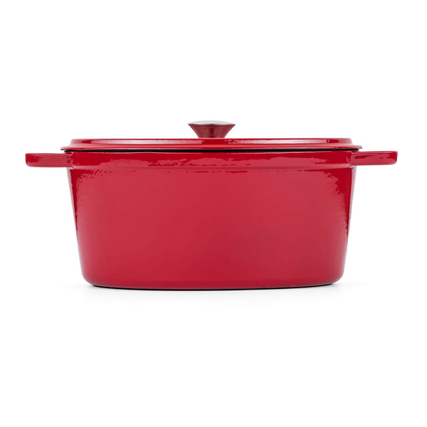 Μαντεμένια κατσαρόλα οβάλ με καπάκι Blacksmith 31x13 εκ. κόκκινη 