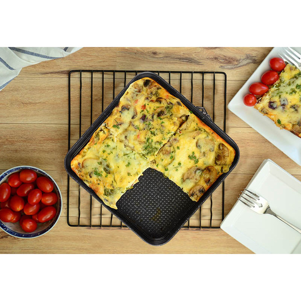 Τετράγωνη αντικολλητική φόρμα με τσέρκι Rosmarino BakerPro 28x6 εκ. Γκρι 