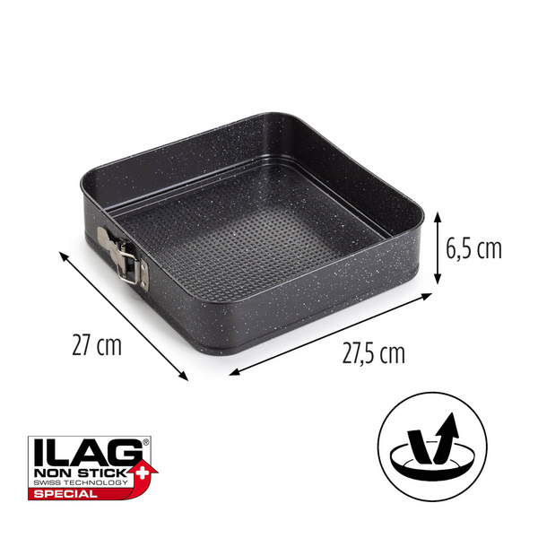 Τετράγωνη αντικολλητική φόρμα με τσέρκι Rosmarino BakerPro 28x6 εκ. Γκρι 