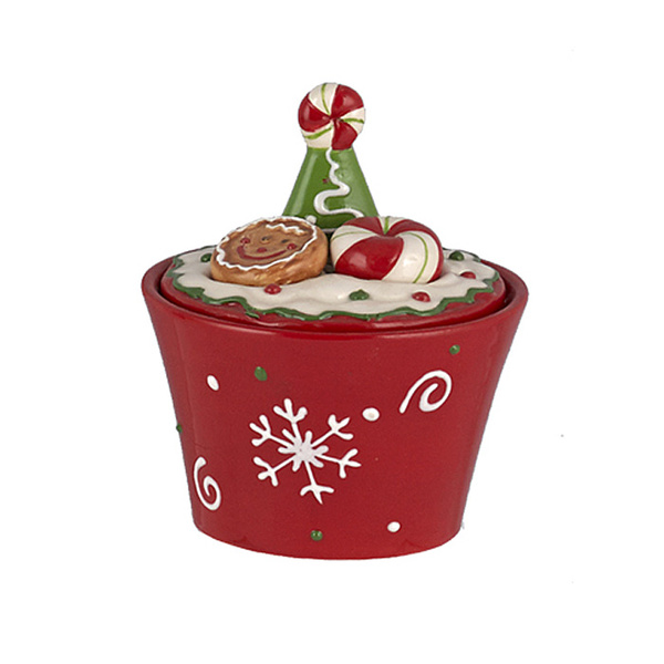 Κεραμική μπισκοτιέρα κόκκινη 11x11x13 εκ. 