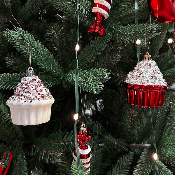 Κρεμαστά Cupcakes κόκκινο / λευκό 6 τεμ. 