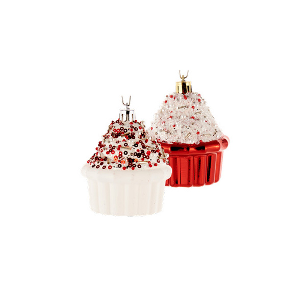 Κρεμαστά Cupcakes κόκκινο / λευκό 6 τεμ. 