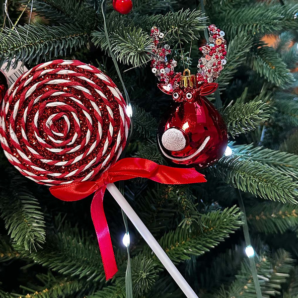 Κρεμαστό γλειφιτζούρι με κορδόνι κόκκινο / λευκό 10x32 εκ. 