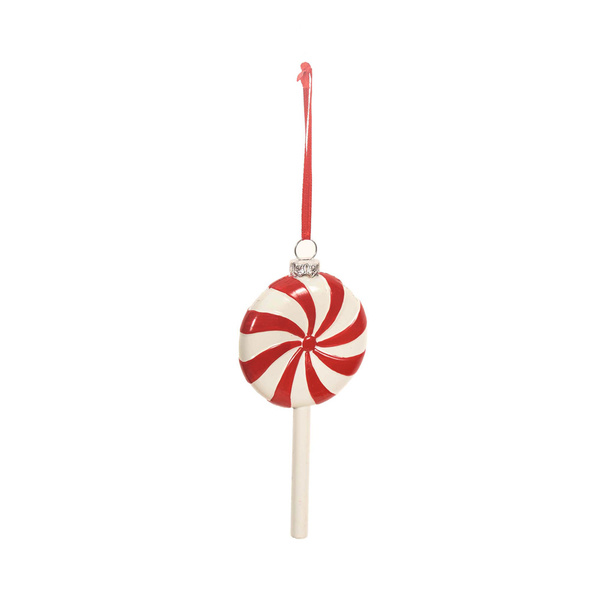 Candy lollipop tree ornament white / red 6,2x1,6x13 cm 