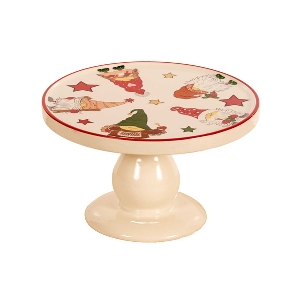 Ceramic platter with leg Gnome Cream 26x26x12 cm 